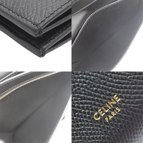 Large bifold strap wallet in grained calfskin
