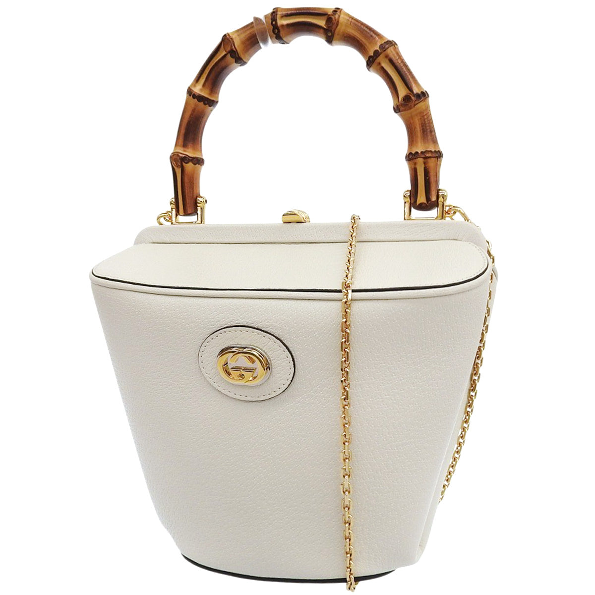 Bamboo 1947 水桶包,米白色皮革,616437,日本限定款,GG 互扣标志