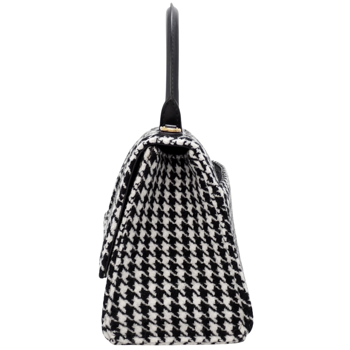 アワーグラス トップハンドル バッグ ツイード レザー ブラック ホワイト