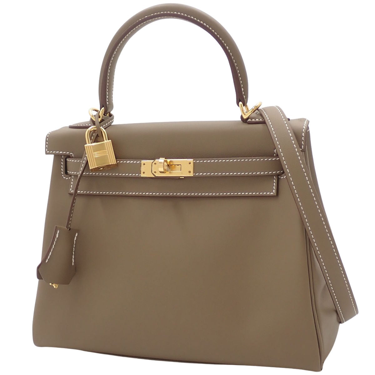 【未使用】ケリー25(内縫い) K刻印 スイフト エトープ/エトゥープ ゴールド金具