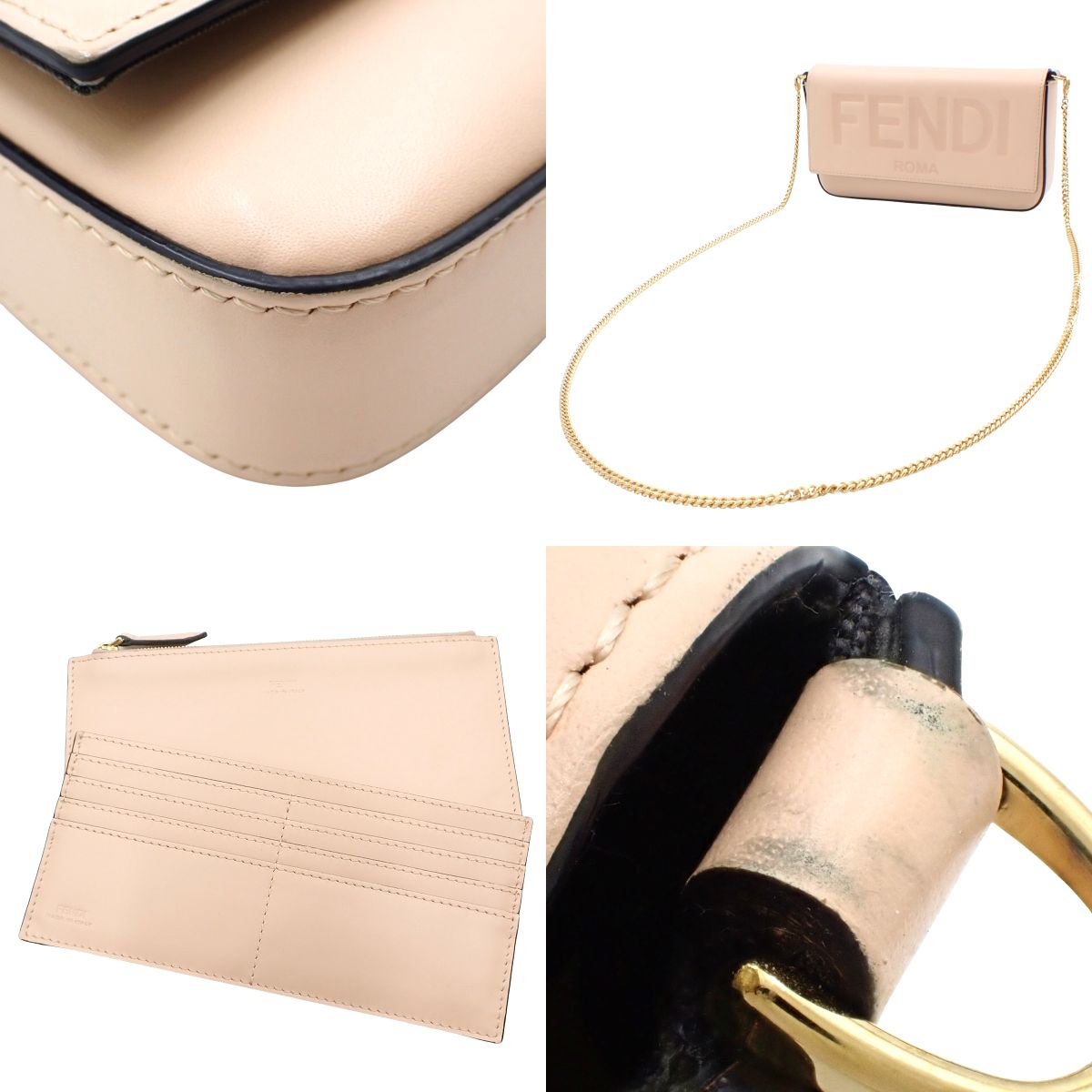 Chain shoulder bag in light rose leather, 8BS032 AAYZ F14N1