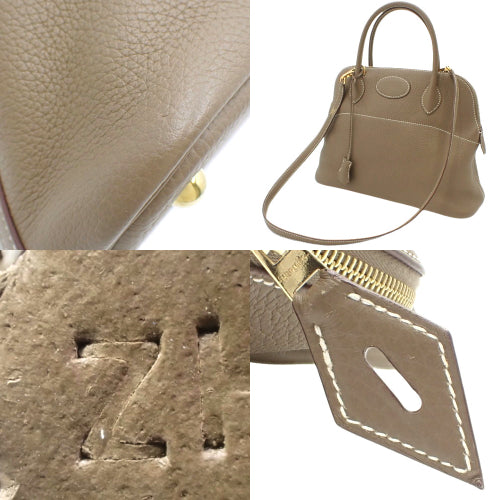 Bolide 31 2-Way Shoulder Bag in Taurillon Clemence Etoupe/Etoupe with Z Stamp