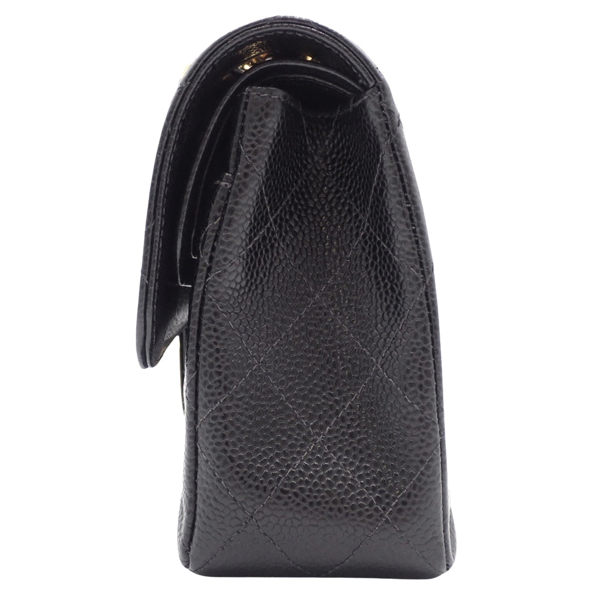 Matelasse Coco Mark W Flap 23 Chain Shoulder Bag in Caviar Skin