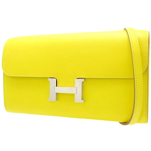 Constance Long To-Go 两用长款钱包单肩包,Evercolor 钯金金属配件,青柠色,B 字样