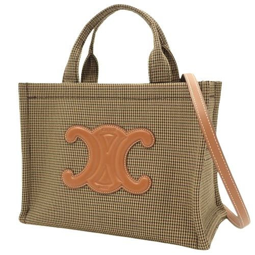 Small Cabas Thais 2-Way Shoulder Bag, Houndstooth Calfskin Textile, Multicolor, 199162FHZ.14ML
