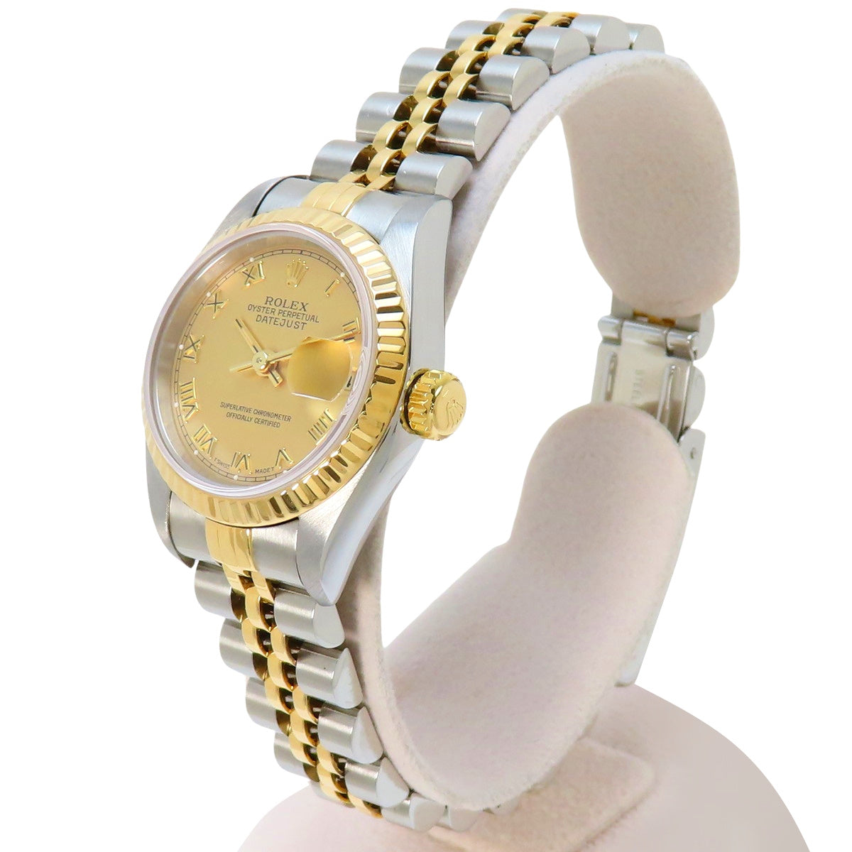 69173 Datejust YG/SS W serial number, automatic winding, purchased December 1995, champagne gold, gold.