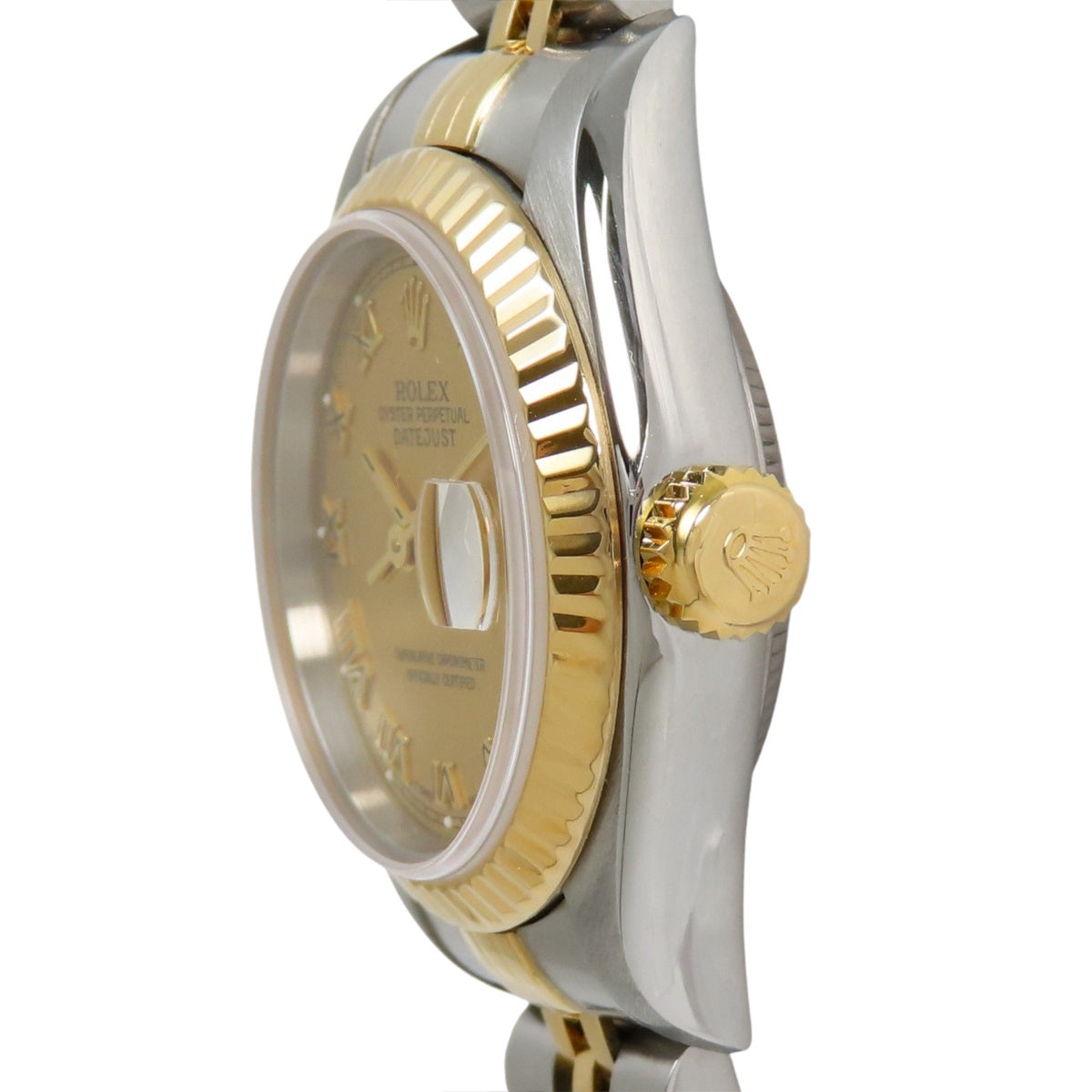 69173 Datejust YG/SS W serial number, automatic winding, purchased December 1995, champagne gold, gold.