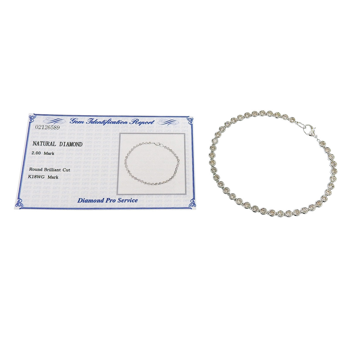 ダイヤモンド テニスブレスレット D2.00 K18 ホワイトゴールド WG