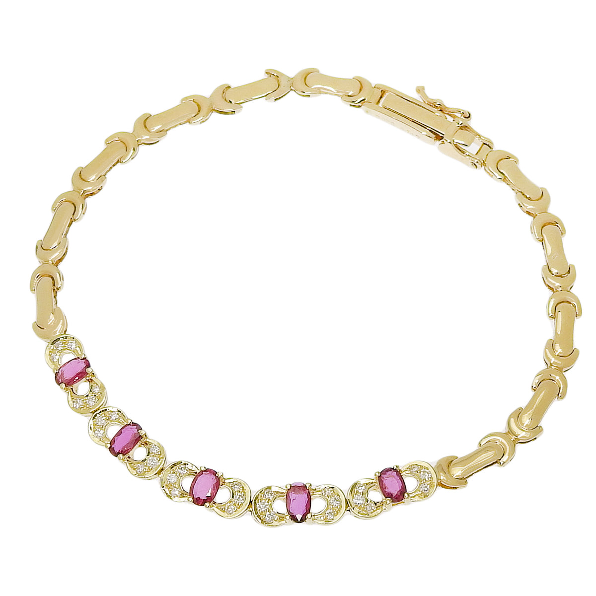 红宝石和钻石手链 R1.07/D0.22 K18 黄金 YG