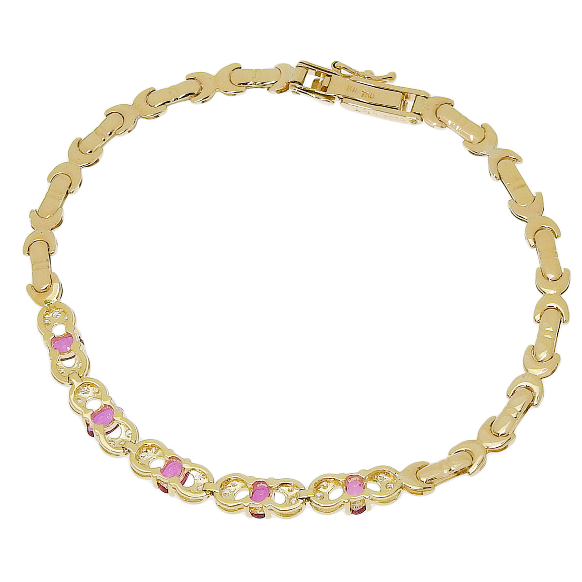 红宝石和钻石手链 R1.07/D0.22 K18 黄金 YG