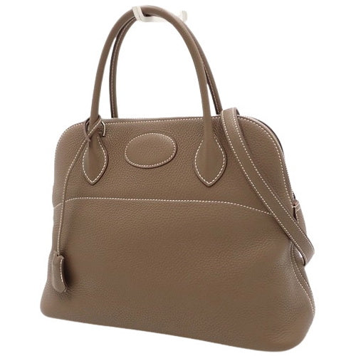 Bolide 31 Taurillon Clemence 皮革表带,钯金配件,Etoupe/Etoupe,X 印章