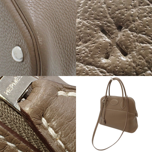 Bolide 31 Taurillon Clemence Leather Strap, Palladium Hardware, Etoupe/Etoupe, X Stamp