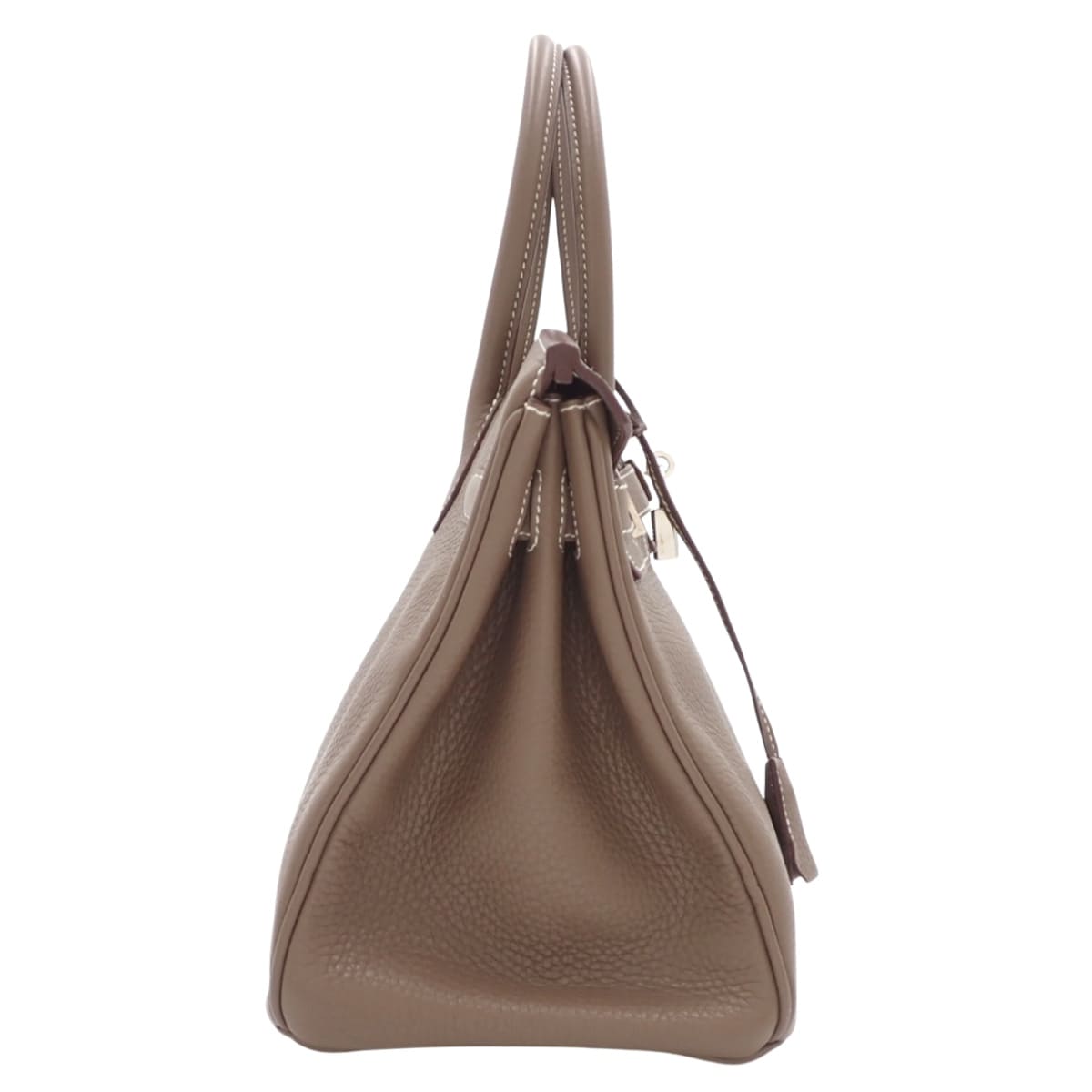 Birkin 30, Taurillon Clemence leather, palladium hardware, Etoupe/Etoupe, T stamp