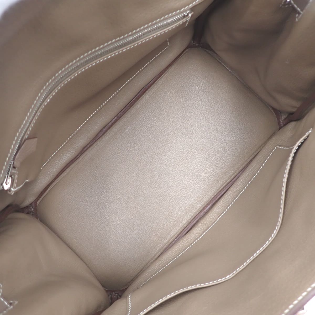 Birkin 30, Taurillon Clemence leather, palladium hardware, Etoupe/Etoupe, T stamp