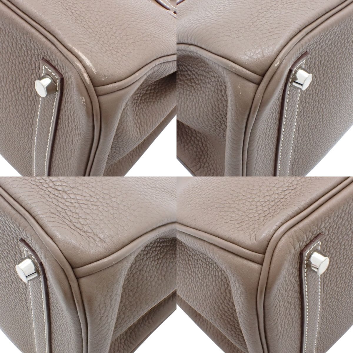 Birkin 30, Taurillon Clemence leather, palladium hardware, Etoupe/Etoupe, T stamp
