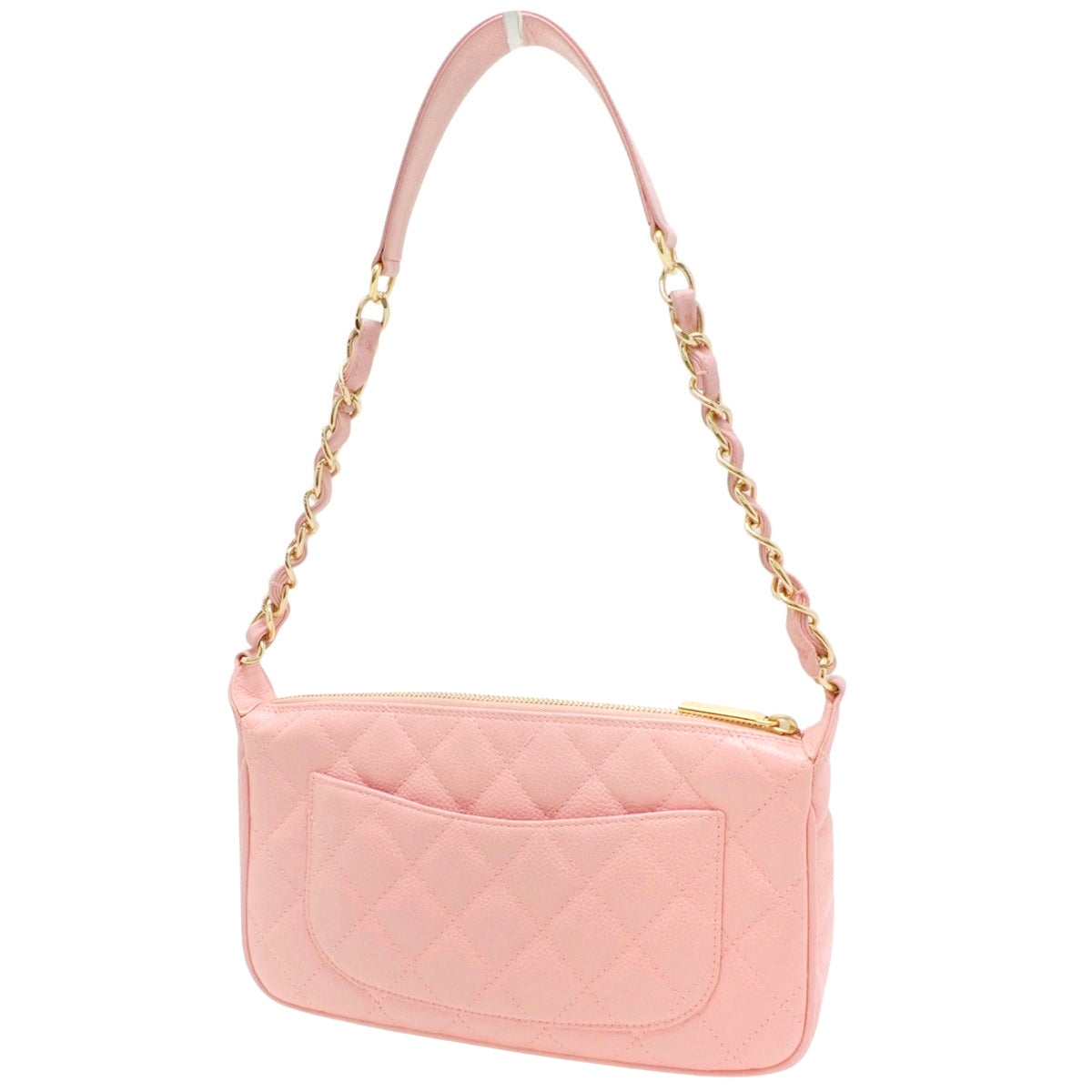 Matelasse Coco Mark Chain Shoulder Bag, Caviar Skin, Pink