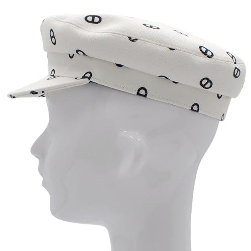 Vauban Chaine d'Ancre Newsboy Cap with Serie Buttons, Size 56, Cotton and Polyurethane, Blancassee