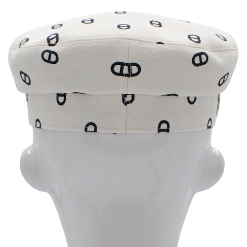 Vauban Chaine d'Ancre Newsboy Cap with Serie Buttons, Size 56, Cotton and Polyurethane, Blancassee
