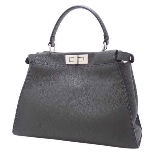 Fendi Sella Peekaboo Regular Calf Asphalt 8BN290 Shoulder Bag, 2-way, Medium Size
