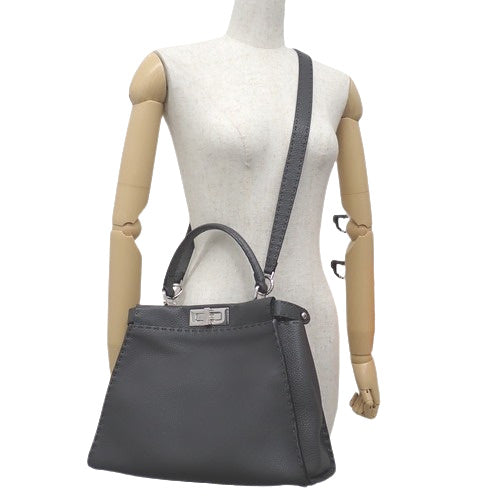 Fendi Sella Peekaboo Regular Calf Asphalt 8BN290 Shoulder Bag, 2-way, Medium Size