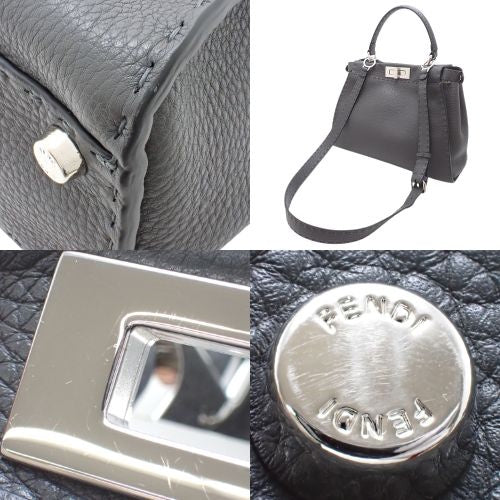 Fendi Sella Peekaboo Regular Calf Asphalt 8BN290 Shoulder Bag, 2-way, Medium Size