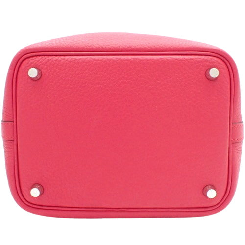 Picotin Lock Eclat PM, Taurillon Clemence, Palladium hardware, Framboise, Rouge Serie, Z stamp