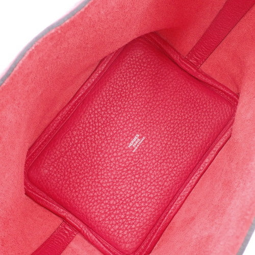 Picotin Lock Eclat PM, Taurillon Clemence, Palladium hardware, Framboise, Rouge Serie, Z stamp