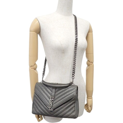 カレッジ チェーンショルダーバッグ YSL Vステッチ レザー