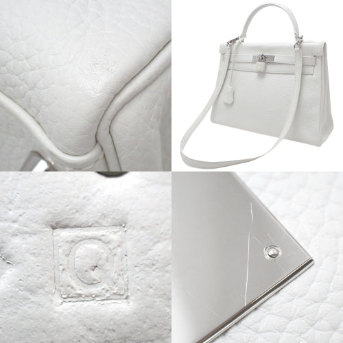 Kelly 32 (inner stitching) Taurillon Clemence leather with palladium hardware and Q stamp