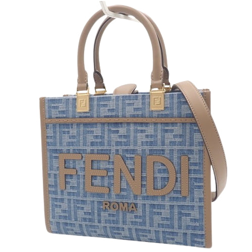 Zucca Sunshine 牛仔布和小牛皮小号托特包,8BH394AS3FF1PLM