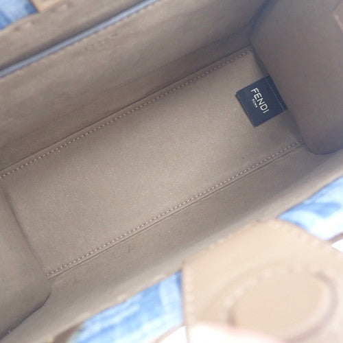 Zucca Sunshine Small Tote Bag in Denim and Calfskin, 8BH394AS3FF1PLM