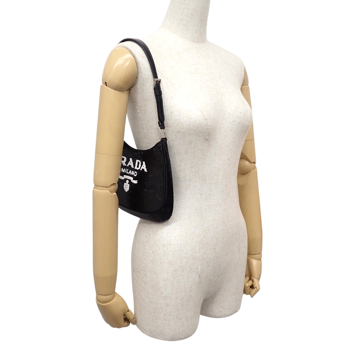 Cleo亮片单肩包,皮革和亮片材质,黑色,1BC169