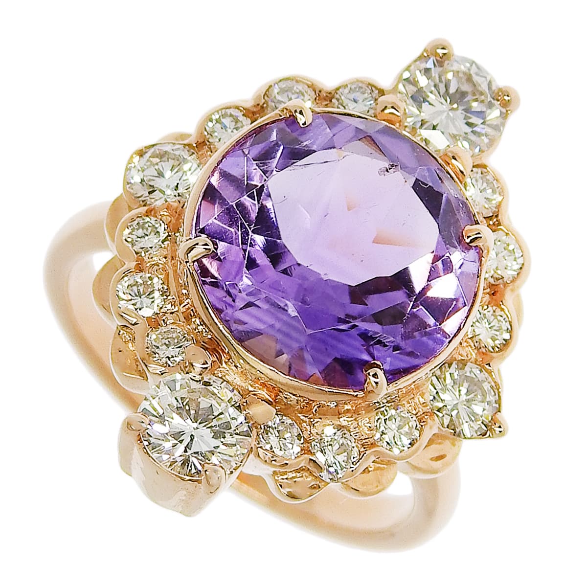 Amethyst and Diamond Ring, Amethyst/Diamond, K18 Pink Gold (PG)