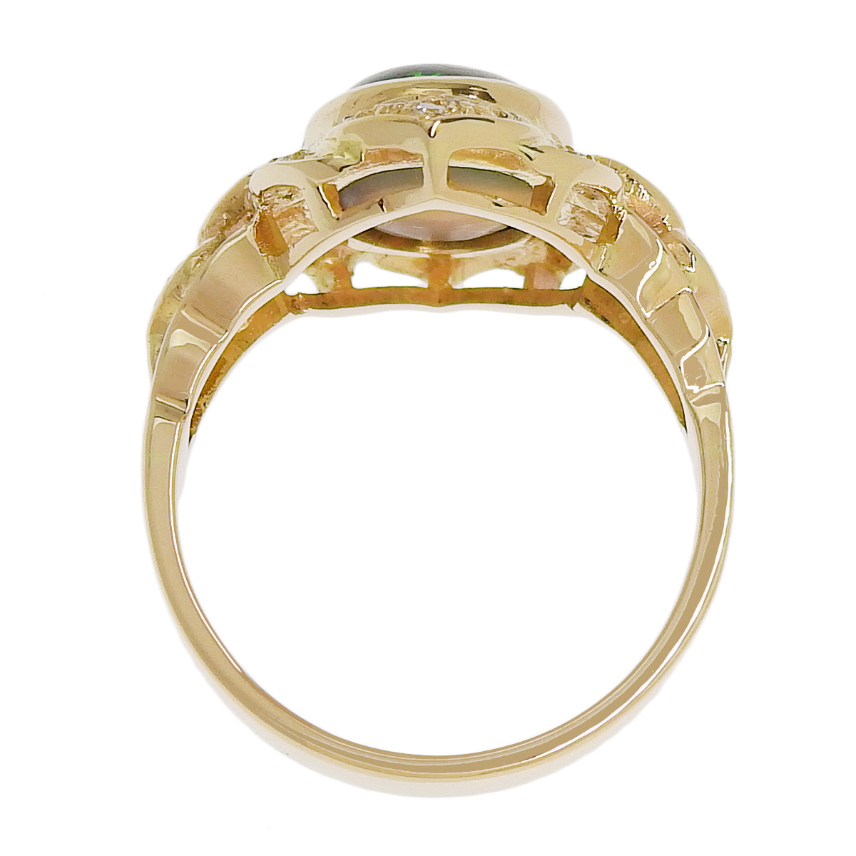 蛋白石钻石戒指 蛋白石/钻石 D0.29 K18 黄金 YG