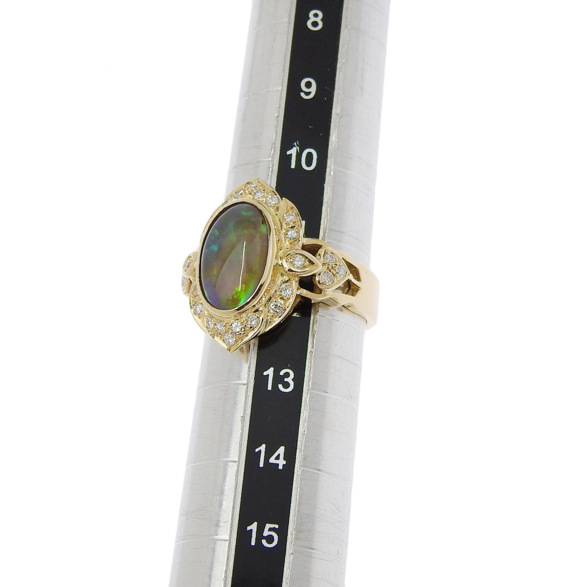 蛋白石钻石戒指 蛋白石/钻石 D0.29 K18 黄金 YG