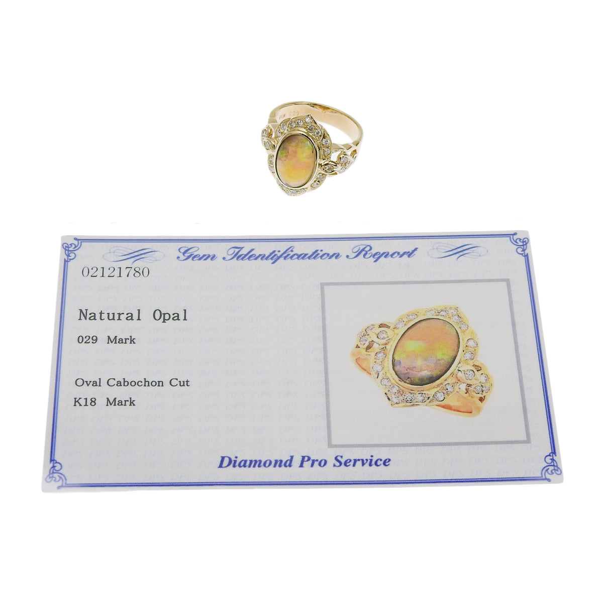 蛋白石钻石戒指 蛋白石/钻石 D0.29 K18 黄金 YG