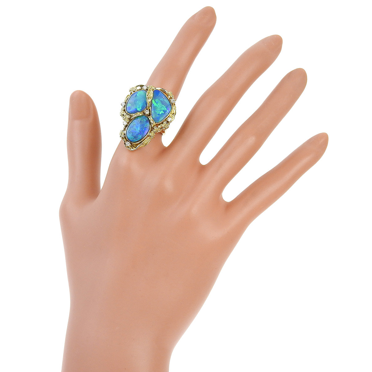Opals and Diamonds Ring, Opal/Diamond OP/D0.17, 18K Yellow Gold YG