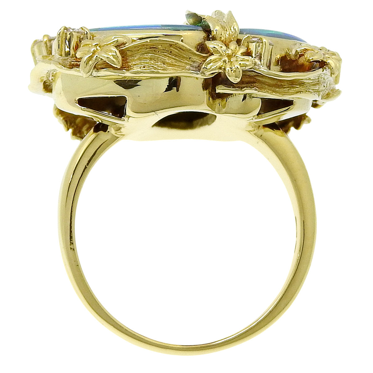 Opals and Diamonds Ring, Opal/Diamond OP/D0.17, 18K Yellow Gold YG