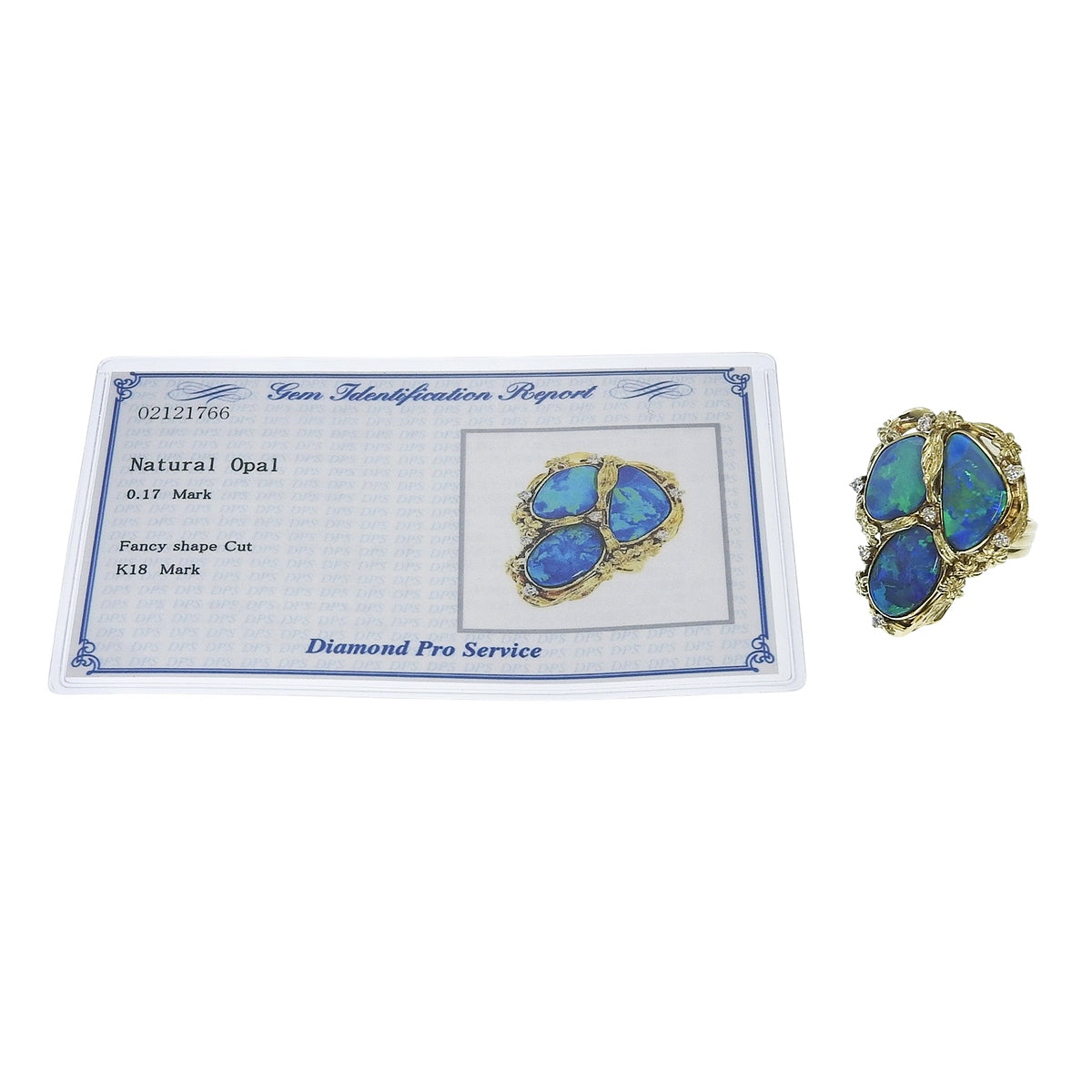 Opals and Diamonds Ring, Opal/Diamond OP/D0.17, 18K Yellow Gold YG