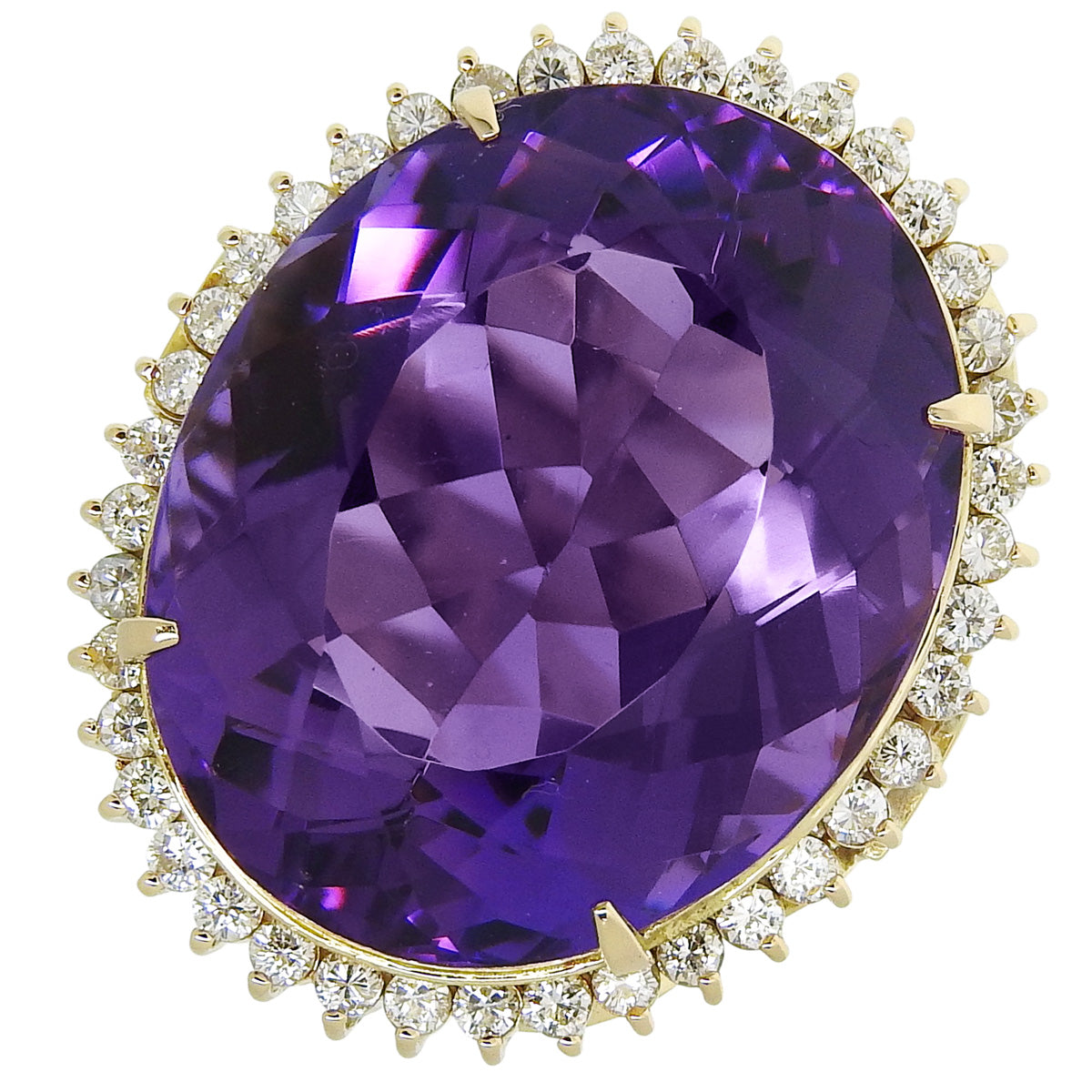 Amethyst and Diamond Ring: Amethyst/Diamond AM27.85/D0.80 K18 Yellow Gold YG