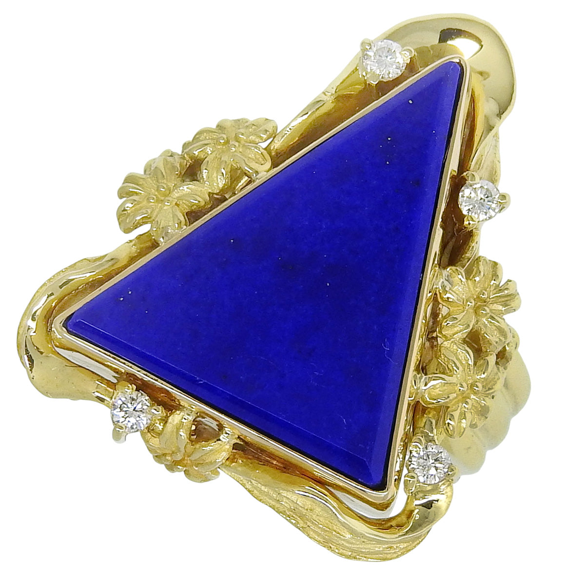 Triangle Lapis Lazuli Diamond Ring, Lapis Lazuli/Diamond, LP/D0.10, K18 Yellow Gold, YG
