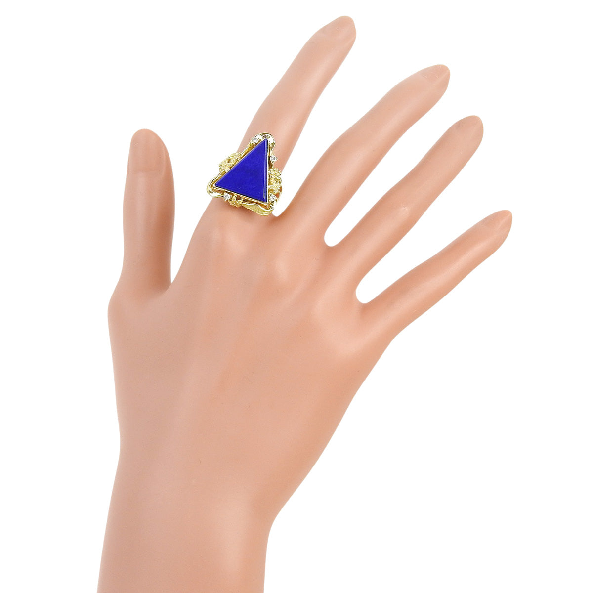 Triangle Lapis Lazuli Diamond Ring, Lapis Lazuli/Diamond, LP/D0.10, K18 Yellow Gold, YG