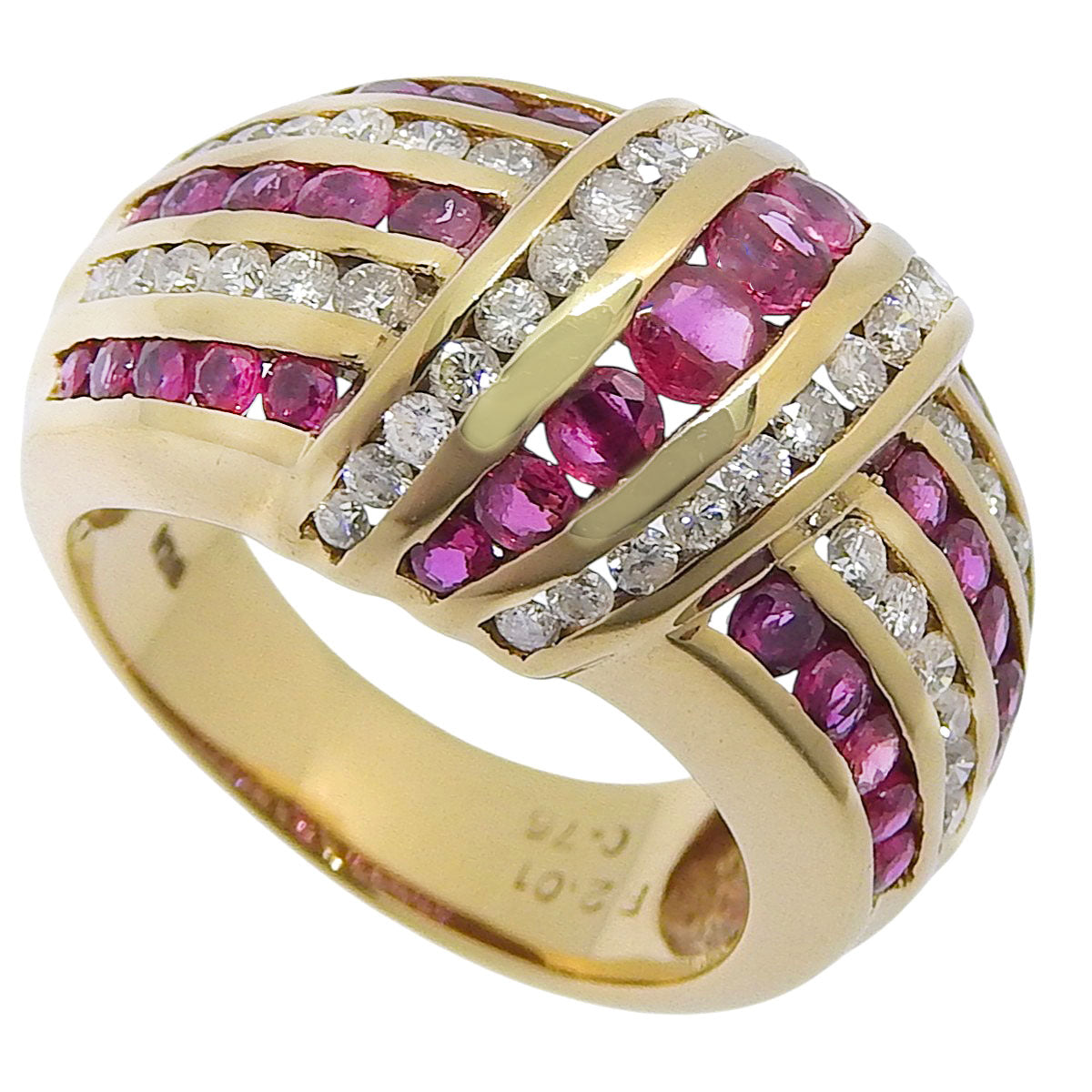 Ruby and Diamond Ring R2.01/D0.76 K18 Yellow Gold YG