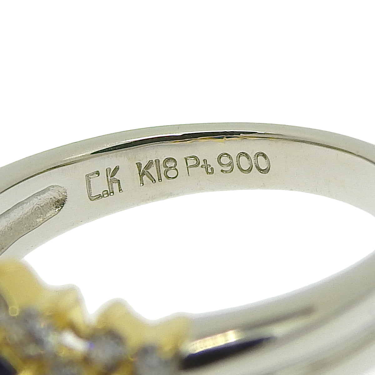 Sapphire and Diamond Ring: Sapphires 0.52ct, Diamonds 0.17ct/0.50ct, Platinum 900 (Pt900), 18k Yellow Gold (YG)