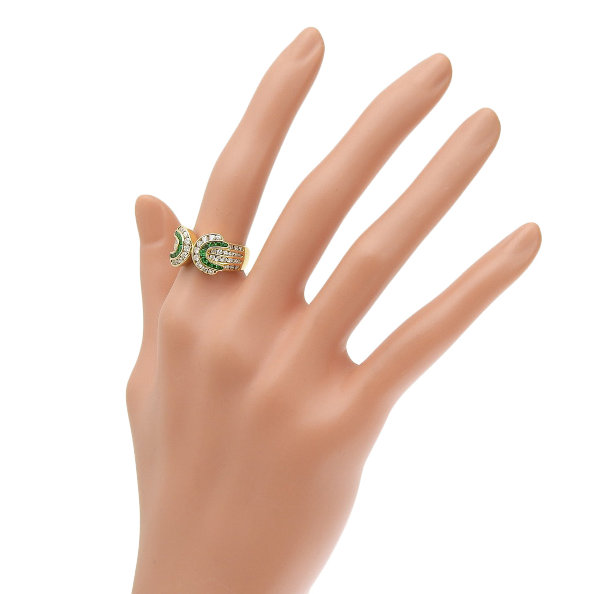 Diamond and Emerald Ring, Emerald 0.37ct, Diamond 1.06ct, 18K Yellow Gold (YG)