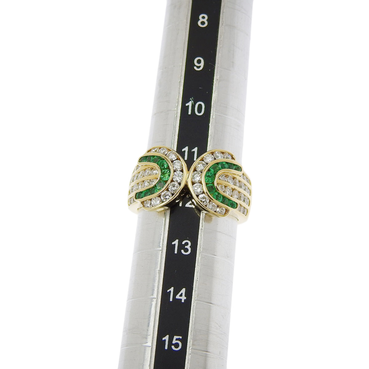 ダイヤモンド エメラルド リング E0.37/D1.06 K18 イエローゴールド YG