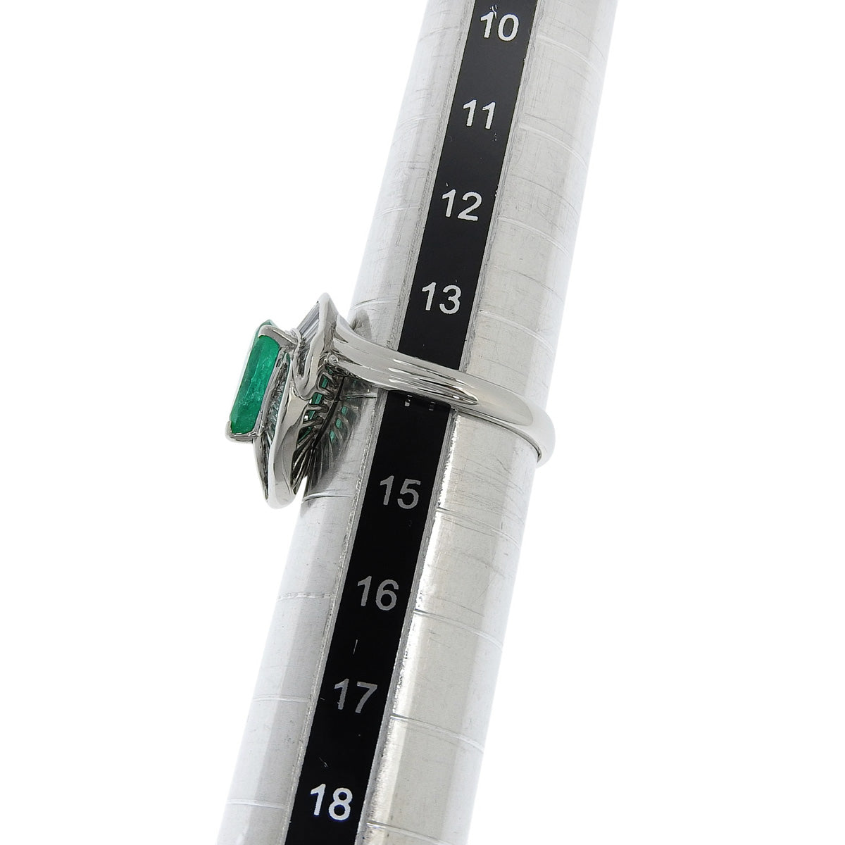 祖母绿钻石戒指 E1.59/D1.00 Pt900铂金 叶子造型 水滴形