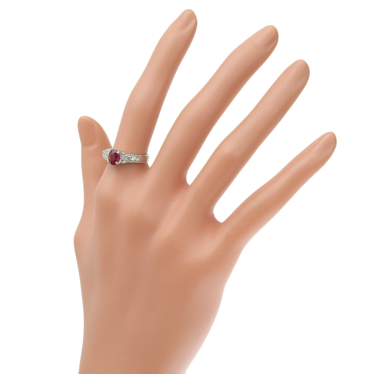 红宝石钻石戒指 R1.04/D0.33 Pt900铂金饰品珠宝