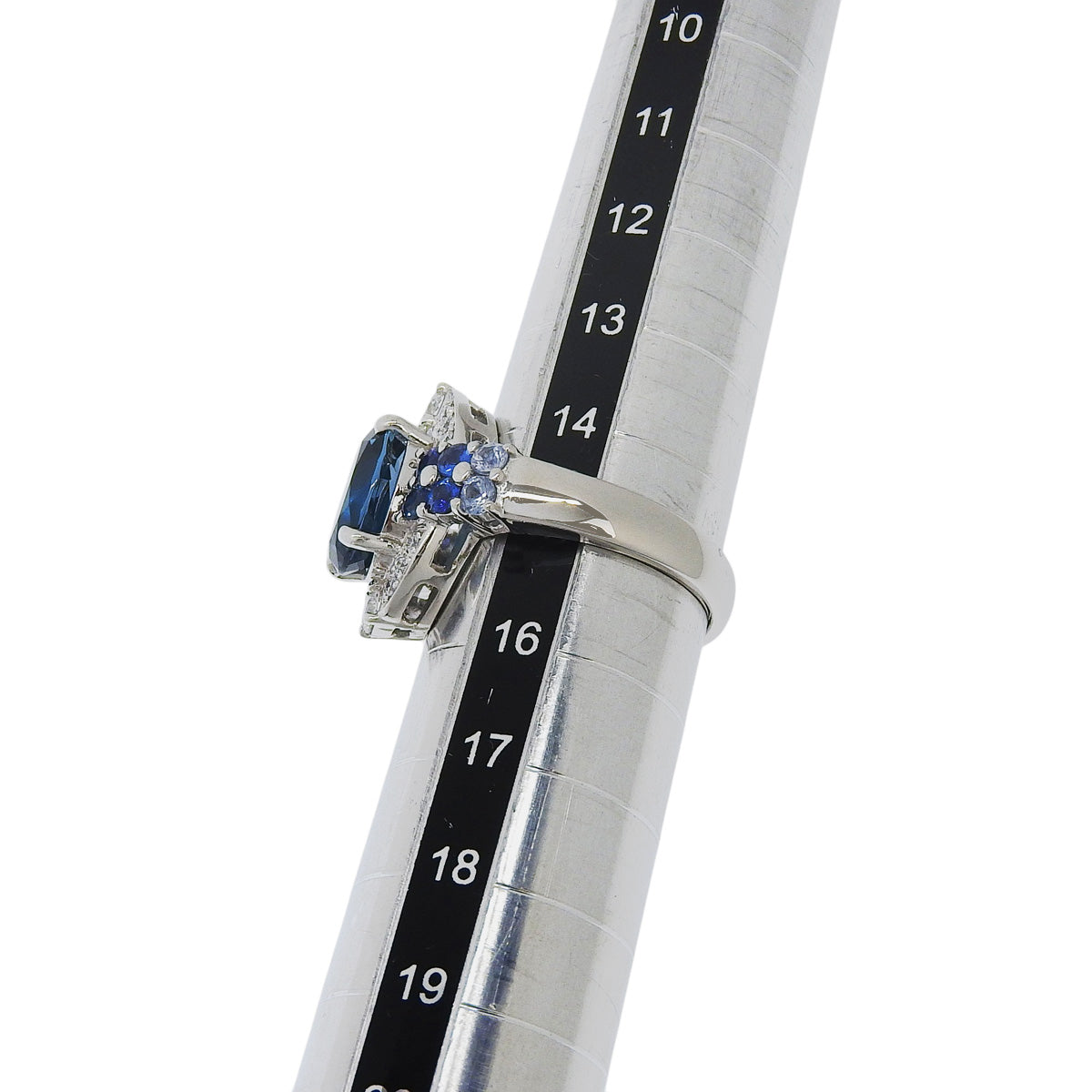 Blue Topaz and Diamond Ring, BT4.40/D0.39, Pt900 Platinum