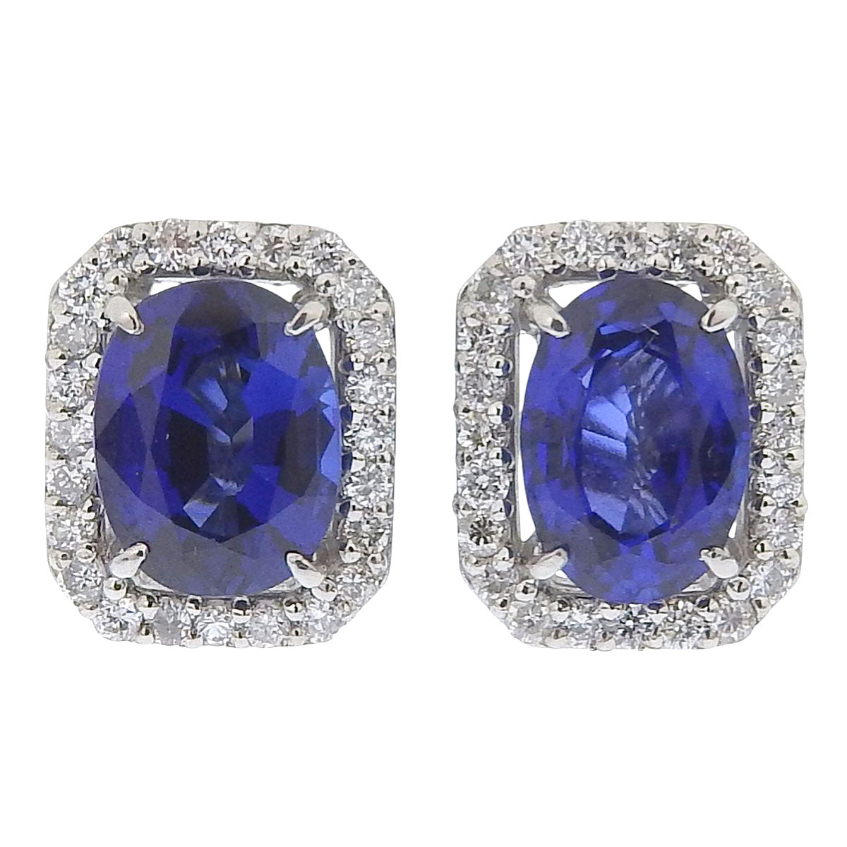 Sapphire and Diamond Earrings S0.80,0.80/D0.22,0.22 Pt900 Platinum